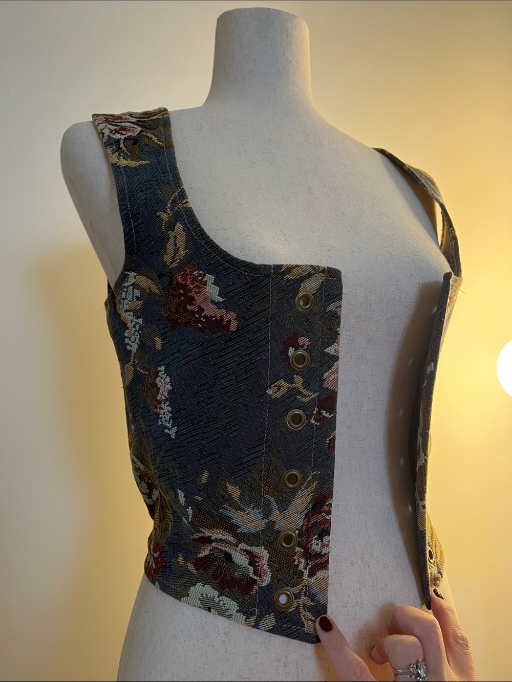 Floral Tapestry Corset Vest - Multicolor